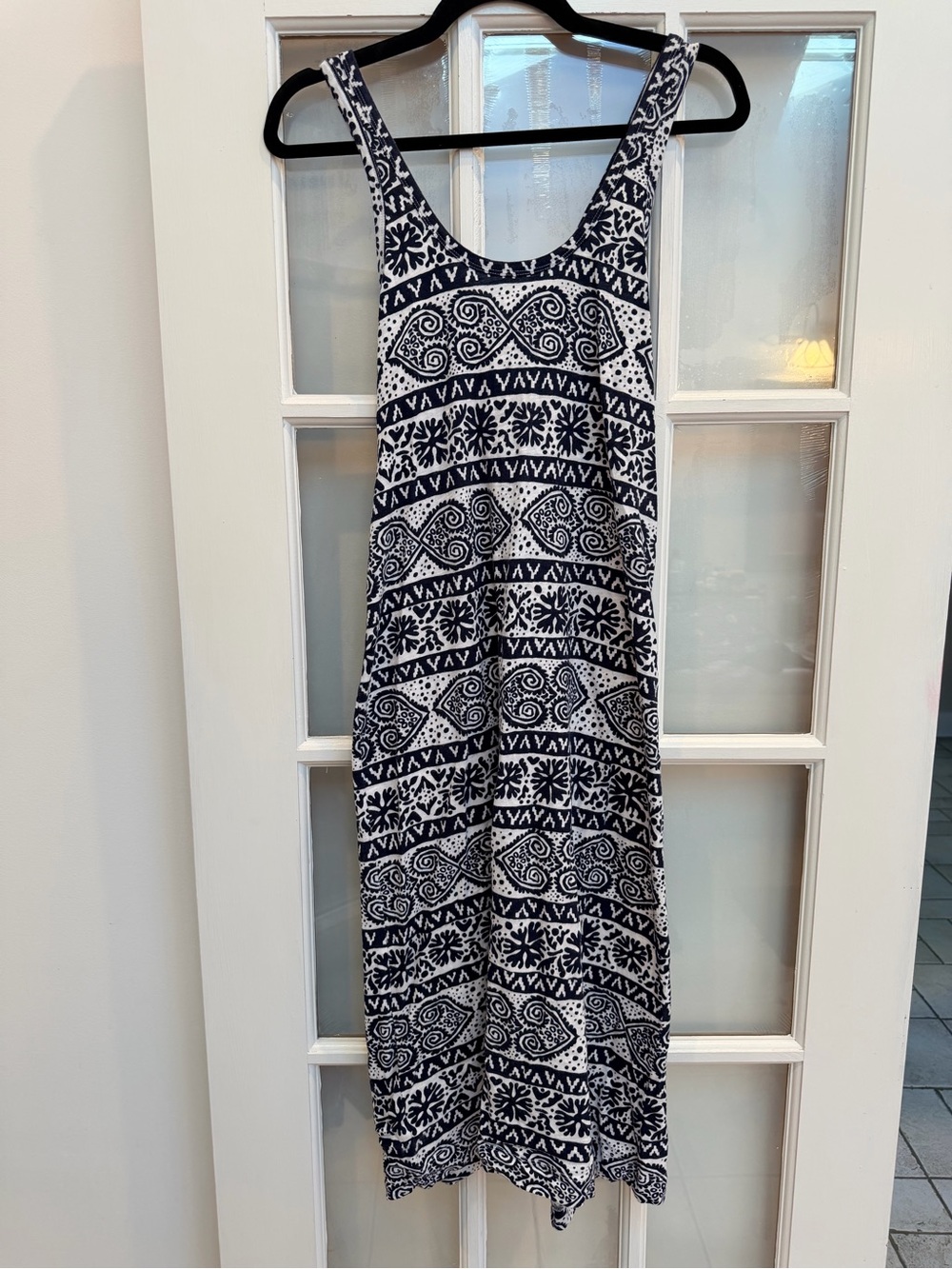 LOFT Beach Navy & White Sleeveless Boho Coastal Chic Midi Dress Size XXS
